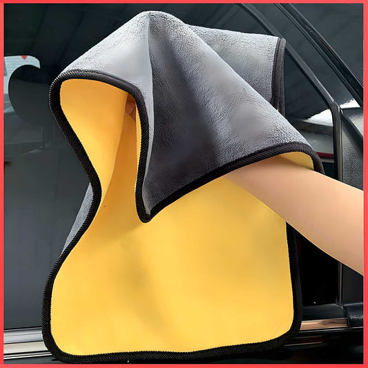 Microfibre Car Cloth (60x30 cm + 30x30 cm) ,Thick Plush Lint & Streak-Free Multipurpose Double-Sided Cloths Automotive Towels for Car Bike Cleaning Polishing Washing & Detailing (Pack of 2)